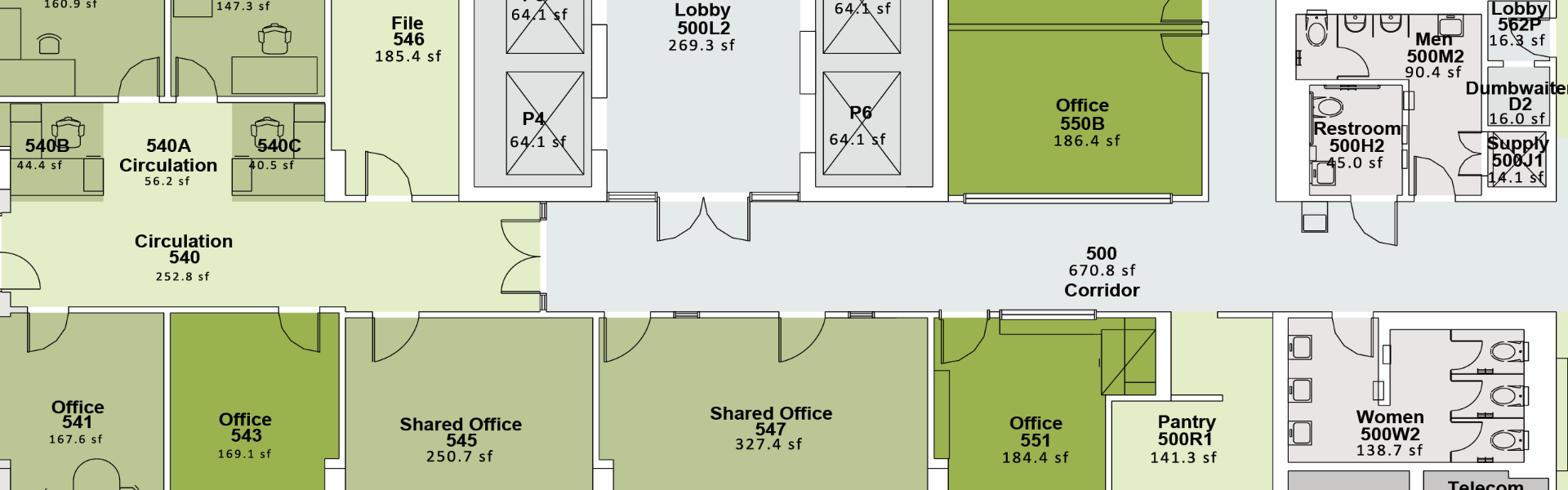 Floor plan with labels